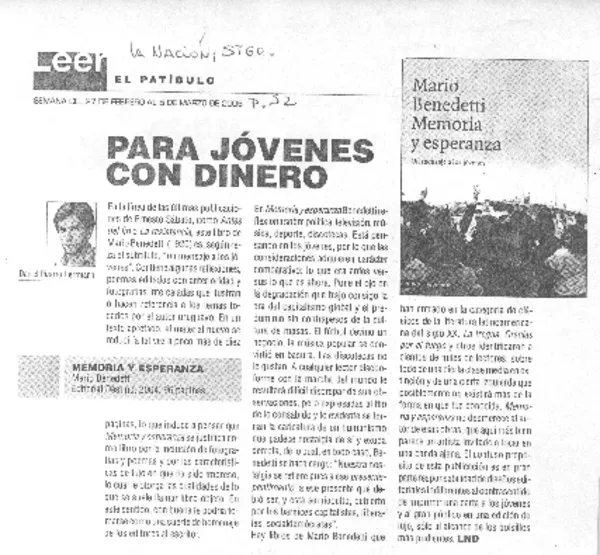 Para jóvenes con dinero.  [artículo] Daniel Pizarro Hermann