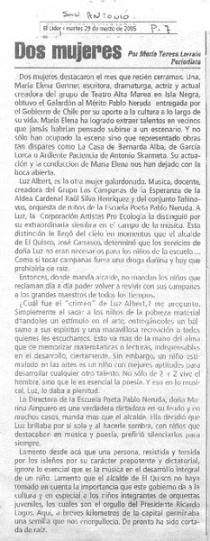 Dos mujeres.  [artículo] María Teresa Larraín