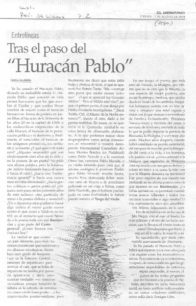 Tras el paso del "Huracán Pablo"  [artículo] Teresa Calderón