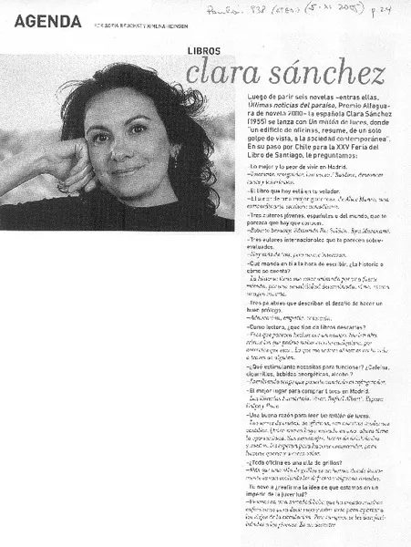 Clara sánchez  [artículo] Sofía Beuchat y Ximena Heinsen
