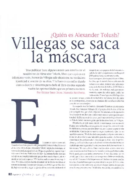 Villegas se saca la máscara [entrevista] [artículo] Héctor Soto