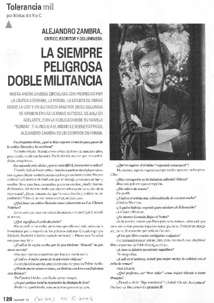 La siempre peligrosa doble militancia [entrevista] [artículo] Matías del Río C.