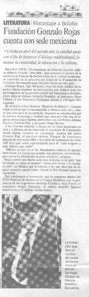 Fundación Gonzalo Rojas cuenta con sede mexicana  [artículo]