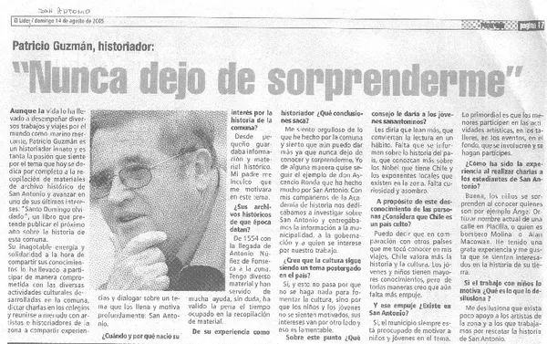 "Nunca dejo de sorprenderme" (entrevistas) [artículo]