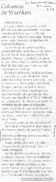 Columna de Warnken  [artículo] Francisco Padilla Poblete.