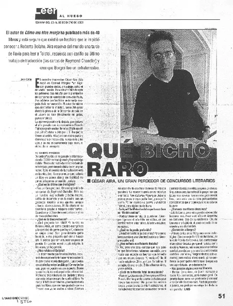 Qué bicho raro [entrevista] [artículo] Javier García.