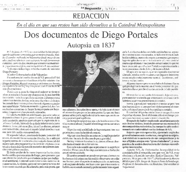 Dos documentos de Dirgo Portales  [artículo]
