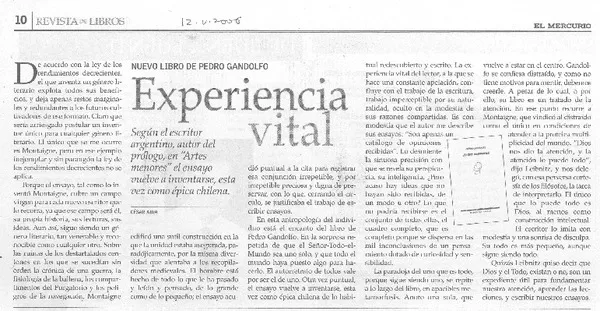 Experiencia vital  [artículo] César Aira.