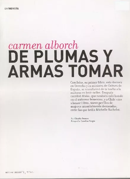 Carmen Alborch de plumas y armas tomar (entrevistas) [artículo]Donoso, Claudia-