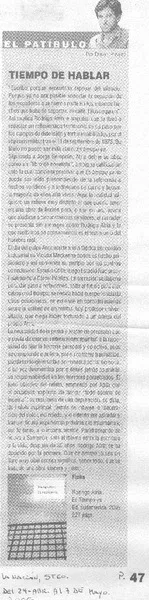 Tiempo de hablar  [artículo]Daniel Pizarro.