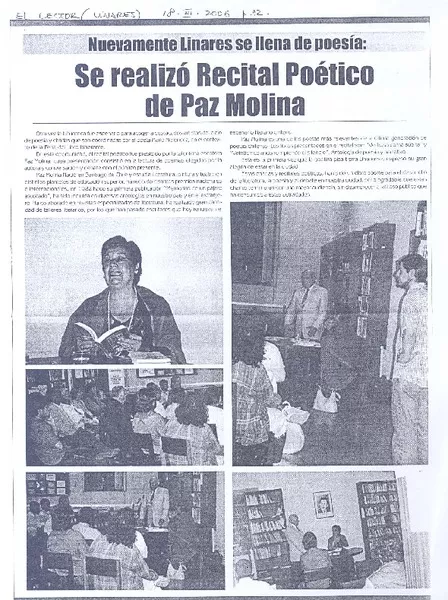 Se realizó recital poético de Paz Molina  [artículo]