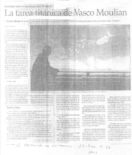 La tarea titánica de Vasco Moulian (entrevista)  [artículo] Marcia Franque.