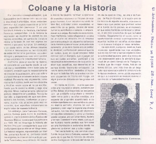 Coloane y la historia  [artículo] José Mansilla Contreras.
