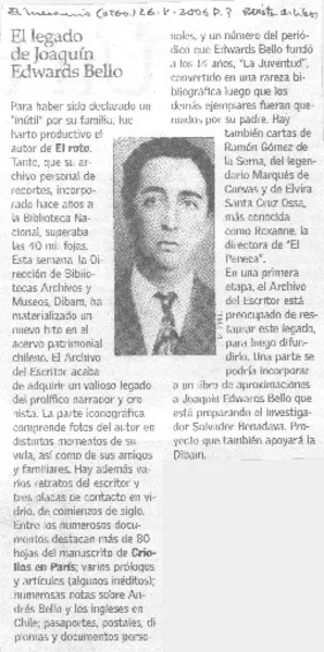 El Legado de Joaquín Edwards Bello  [artículo]