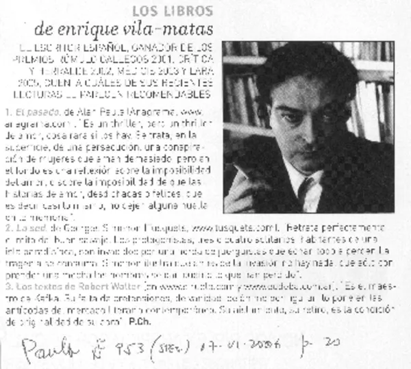 Los libros de Enrique Vila-Matas  [artículo] P. Ch.