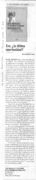 Evo, ¿la última oportunidad?  [artículo] Fernanda Donoso.