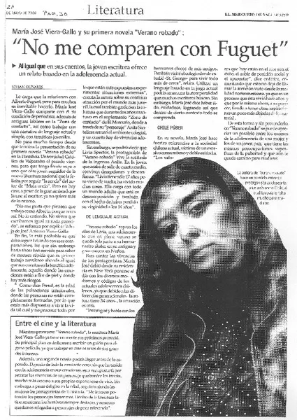 No me comparen con Fuguet"  [artículo] Vivian Olivares.