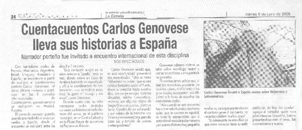 Cuentacuentos Carlos Genovese lleva sus historias a España  [artículo].