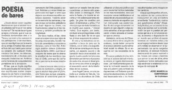 Poesía de bares  [artículo] José Mansilla Contreras.