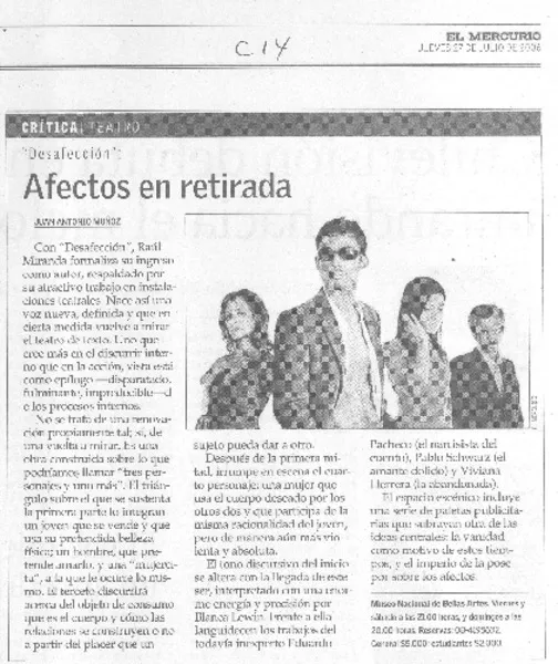 Afectos en retirada  [artículo] Juan Antonio Muñoz.