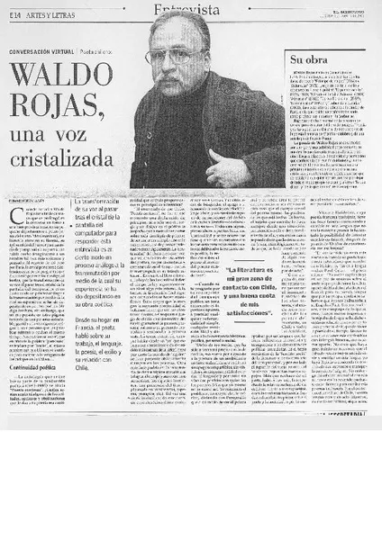 Waldo Rojas, una voz cristalizada [entrevista] [artículo] Fernando Pérez Villalón.