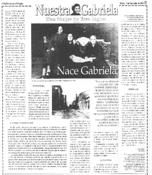 Nace Gabriela  [artículo] Máximo Flores Valerio y Rolando Manzano Concha.