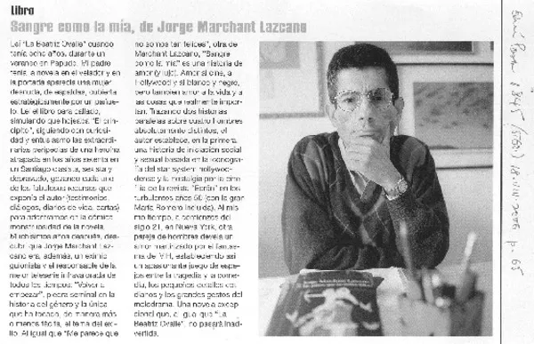Sangre como la mía, de Jorge Marchant Lazcano.  [artículo]