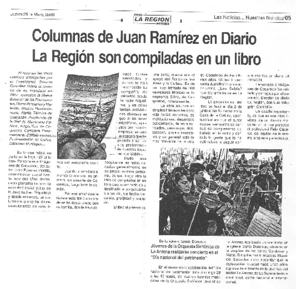 columnas de Juan Ramírez en Diario La Región son compiladas en un libro  [artículo]