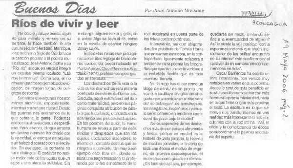 Ríos de vivir y leer  [artículo] Juan Antonio Massone.