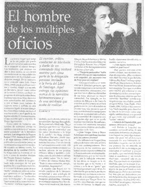 El hombre de los múltiples oficios (entrevista)  [artículo] Álvaro Mutis.