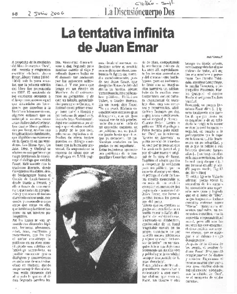 La tentativa infinita de Juan Emar  [artículo] Fidel Torres P.