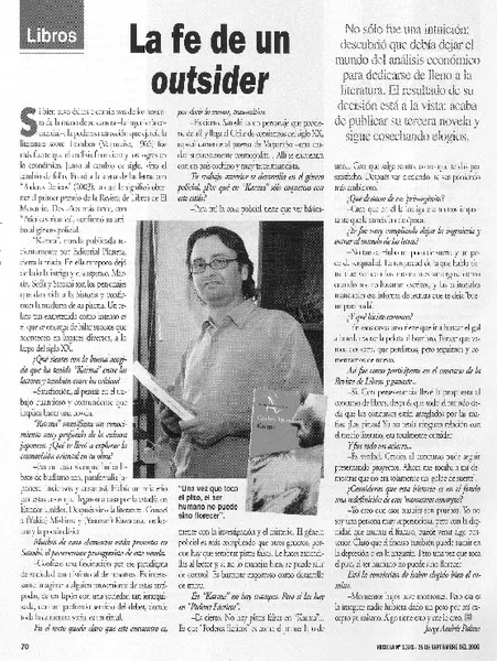 La fe de un outsoder (entrevista)  [artículo] Jorge Andrés Palma.