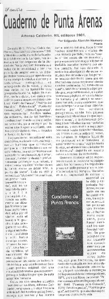 Cuaderno de Punta Arenas  [artículo] Edgardo Alarcón Romero.