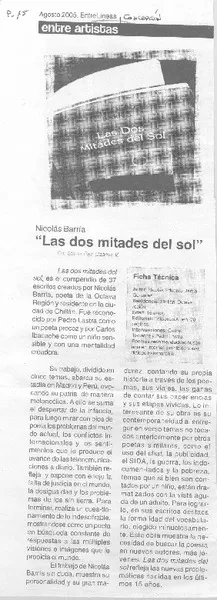 "Las dos mitades del sol"  [artículo]María Paz Lizama V.