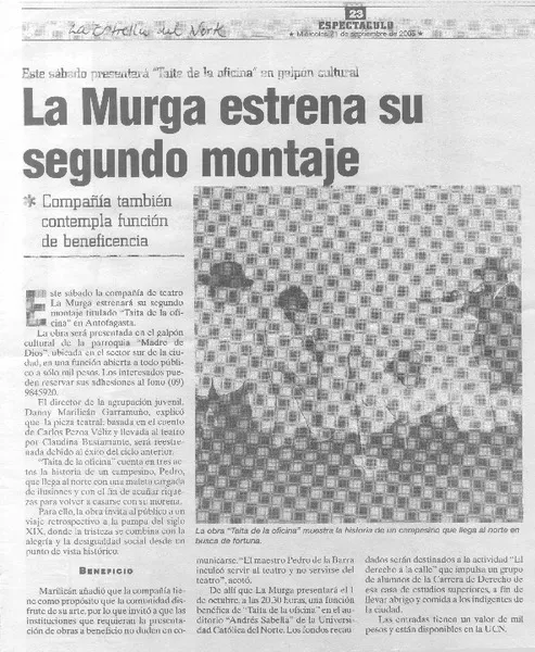 La Murga estrena su segundo montaje  [artículo].