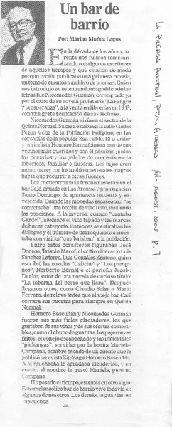 Un bar de barrio  [artículo]Marino Muñoz Lagos.