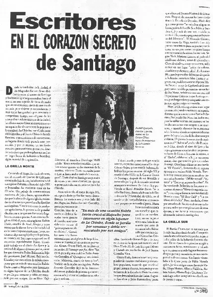 Escritores en el corazón secreto de Santiago  [artículo] Ramón Díaz eterovic.