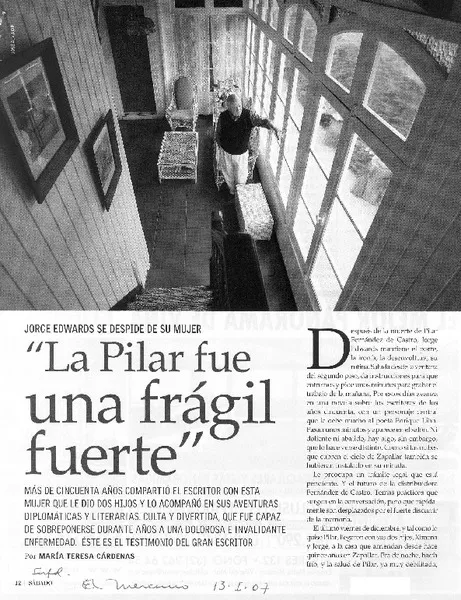 "La Pilar fue una frágil fuerte" (entrevista)  [artículo] María Teresa Cárdenas.