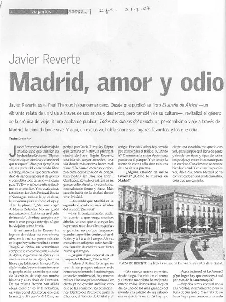 Madrid, amor y odio  [artículo] Sergio Paz.