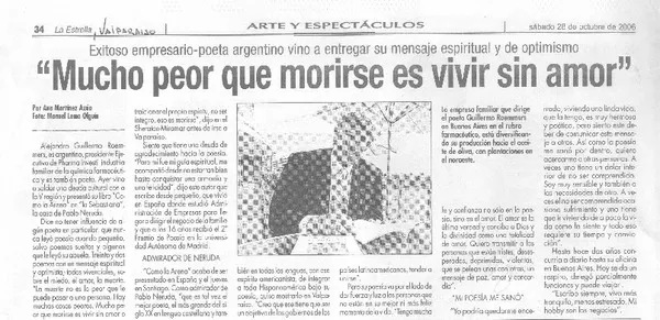"Mucho peor que morirse es vivir sin amor"  [artículo]Ana Martínez Azúa.