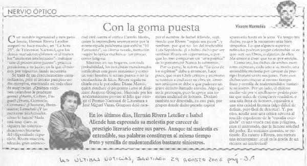 Con la goma puesta  [artículo]Vicente Montañés.