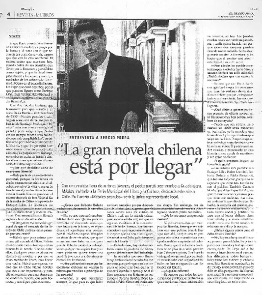 La gran novela chilena está por llegar (entrevista)  [artículo] Paz Arrese.