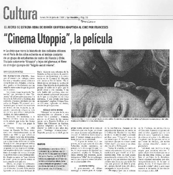 "Cimena Utoppia", la película  [artículo] Juan Carlos Ramírez.