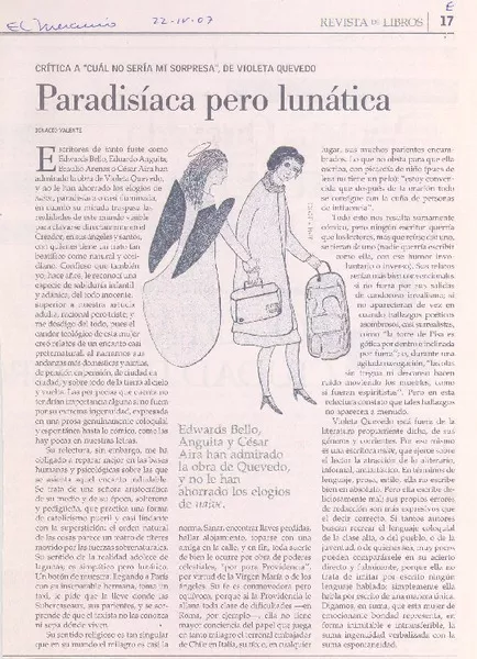 Paradisíaca pero lunática  [artículo] Ignacio Valente.