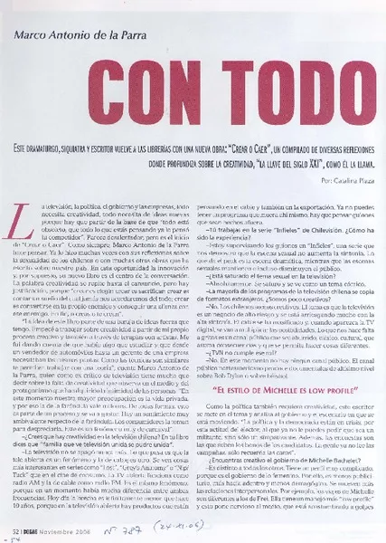Con todo [entrevista] [artículo] : Catalina Plaza.