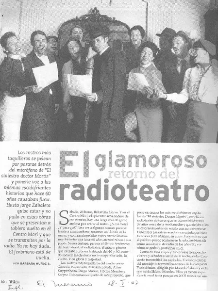 El glamoroso retorno del radioteatro  [artículo] Bárbara Muñoz S.