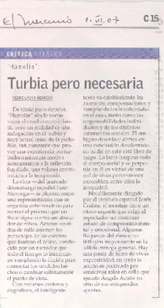 Turbia pero necesaria  [artículo] Pedro Labra Herrera.