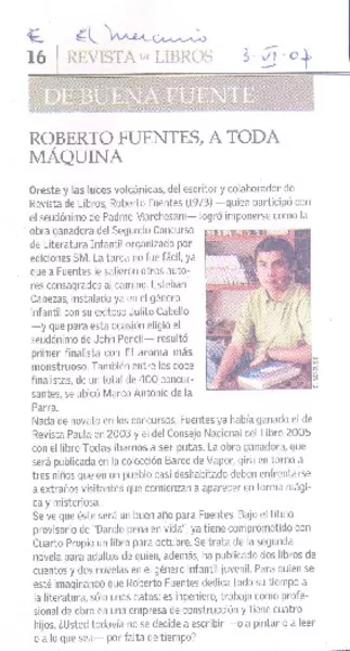 Roberto Fuentes, a toda máquina  [artículo].