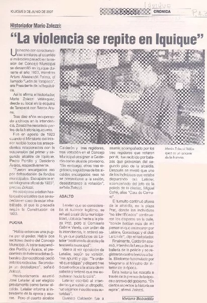 "La violencia se repite en Iquique"  [artículo]Viviana Bobadilla.