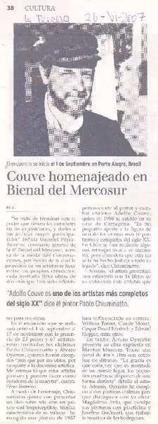 Couve homenajeado en Bienal del Mercosur  [artículo]D. E. A.